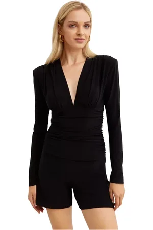 Norma Kamali Playsuits, female, , L, V-neck Jumpsuit with Draped Waist