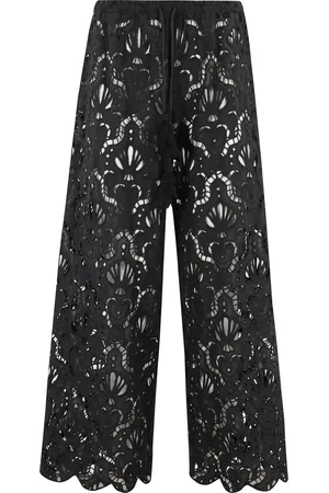 Farm Rio Wide Trousers, female, , XS, Seashell Eyelet Trousers