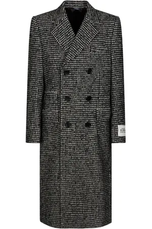 Dolce & Gabbana Double-Breasted Coats, male, , L, Double Breasted Houndstooth Coat
