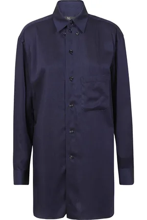 YOHJI YAMAMOTO Shirts, female, , S, Indigo Twill Shirt with Button Closure