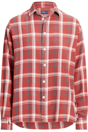 Ralph Lauren Shirts, female, , S, Red Ramsey Plaid Shirt Button Fastening