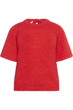 Kaffe Round-neck Knitwear, female, , S, Bow Pullover Knit Hibiscus