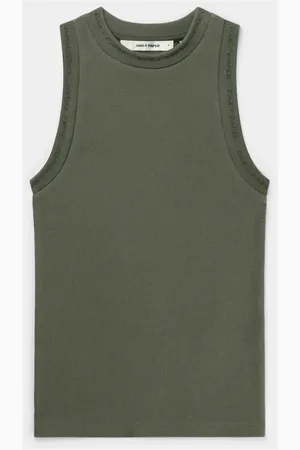 Daily paper Sleeveless Tops, female, , M, Ribbed Tank Top with Typography Detail