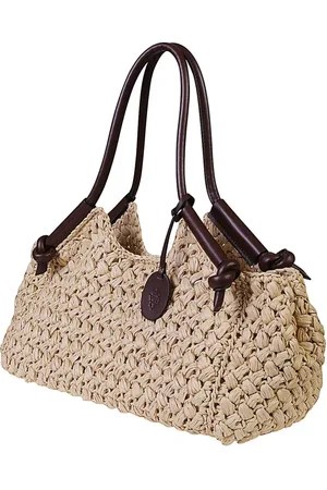 ELEVENTY Handwoven leather and raffia bag