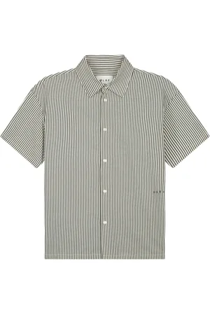 OLAF HUSSEIN Short Sleeve Shirts, male, , S, Striped Boxy Seersucker Shirt Long Sleeve