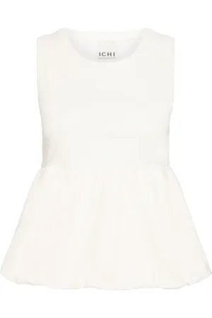 Ichi Sleeveless Tops, female, , XS, Feminine Peplum Top Cloud Dancer