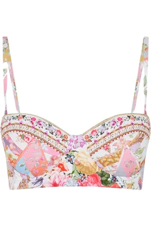 Camilla Bikinis, female, , XS, White Floral Balconette Bikini Top