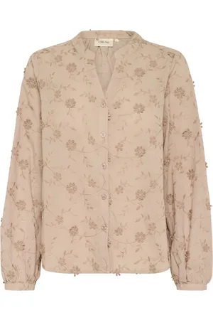 Cream Shirts, female, , M, Simple V-Neck Blouse Tuffet