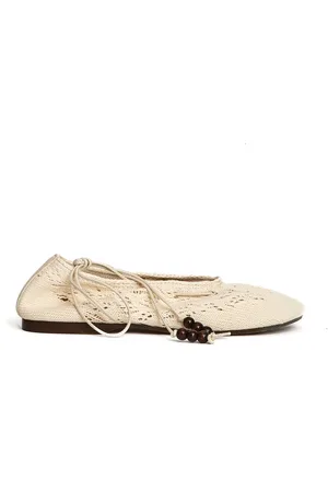 ALOHAS Ballerinas, female, , 6 UK, Rosemary Crochet Ballerinas Cream Ss25