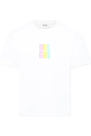 Msgm T-Shirts, unisex, , 6 Y, Cotton T-Shirt with Multicolor Logo