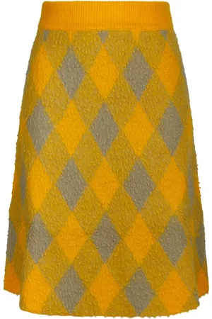 Burberry Check Plaid Wool Skirt