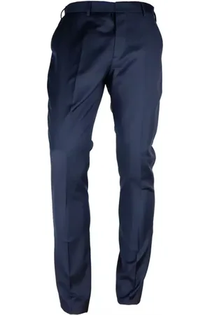 Made in italia Suit Trousers, male, , M, Wool Blend Trousers with Button and Zip Closure