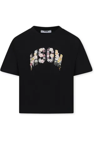 Msgm Cotton T-Shirt with Embellishments