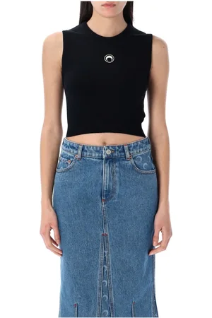 Marine Serre Sleeveless Tops, female, , L, Moon Logo Knit Vest