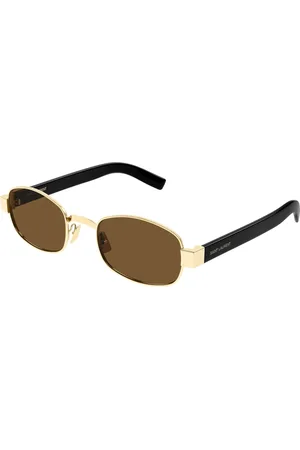 Saint Laurent Sunglasses, unisex, , 53 MM, Rectangular Metal Sunglasses with Thick Plastic Arms