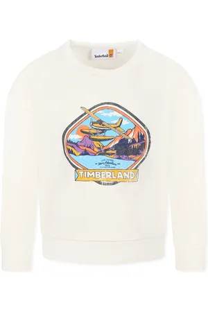 Timberland Sweatshirts, unisex, , 4 Y, Landscape Print Sweatshirt in Ivory