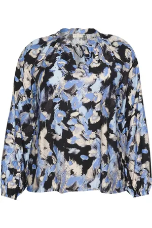 Kaffe Blouses, female, , 7XL, Graphic Strokes V-Neck Blouse
