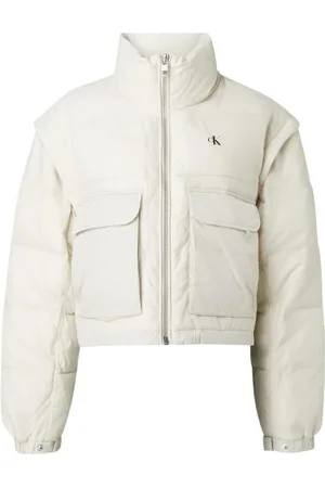 Calvin Klein Mixed Media Puffer Jacket with Logo