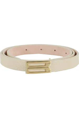 Victoria Beckham Belts, female, , 80 CM, Mini Frame Belt in Ivory Croc Leather
