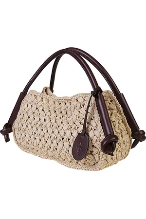 ELEVENTY Handbags, female, , ONE SIZE, Handwoven Leather Handle Viscose Bag
