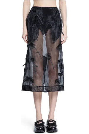 Simone Rocha Midi Skirts, female, , 2XS, Floral Appliqué Organza Pencil Skirt