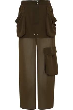Pinko Wide Trousers, female, , S, Georgette Cargo Skirt