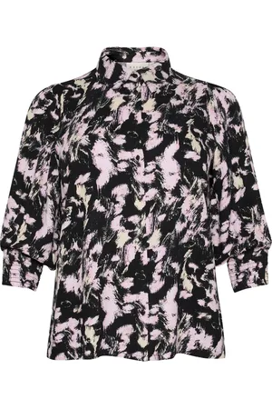 Kaffe Elegant Black/Pink Graphic Strokes Blouse