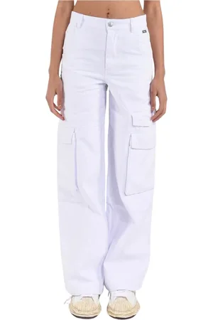 GCDS Wide Trousers, female, , M, Cargo Trousers in cotton gabardine