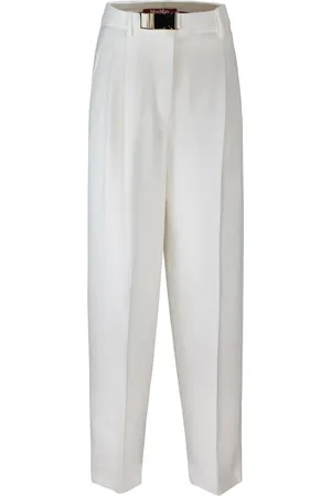 Max Mara Wide Trousers, female, , M, Trousers Soft Fit Double Pleats French Pockets Matching Belt