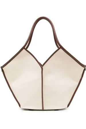 Hereu Handbags, female, , ONE SIZE, Beige Chestnut Leather Trimmed Tote Bag