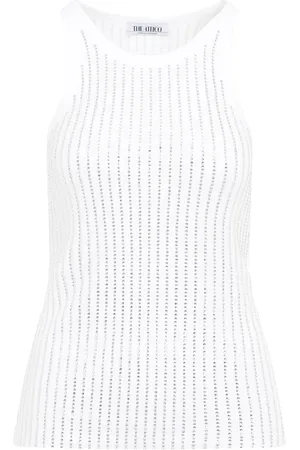 The Attico Crystal Ribbed Tank Top