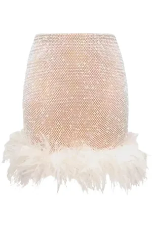SANTA BRANDS Mesh Mini Skirt with Feathers