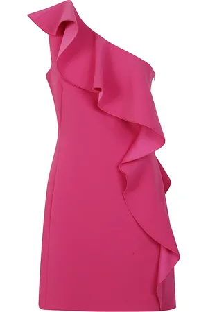 Max Mara Party Dresses, female, , S, Asymmetric Fuchsia Dress with Ruffle