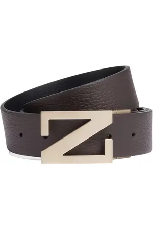 Ermenegildo Zegna Belts, male, , 115 CM, Monogram Buckle Leather Belt