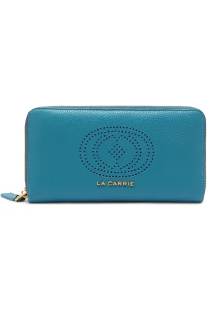 La Carrie Drilled Logo Big Wallet Tumbled Leather