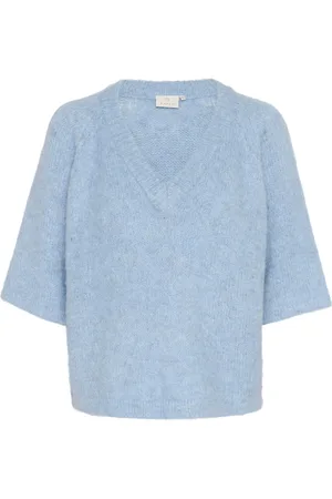 Kaffe Soft Chambray V-Neck Pullover Jumper