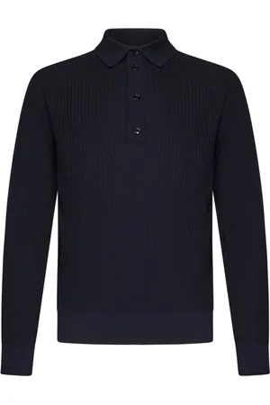 BRIONI Round-neck Knitwear, male, , M, Wool Long-Sleeved Polo Shirt