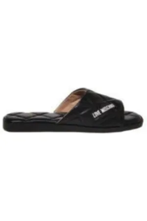 Moschino Sliders, female, , 7 UK, Quilted Slipper with Logo Print