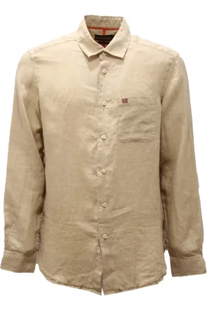 Napapijri Casual Shirts, male, , S, Linen Shirt Green Eucalypt Regular Fit