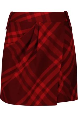 Burberry Short Skirts, female, , 2XS, Check Pattern Wool Miniskirt