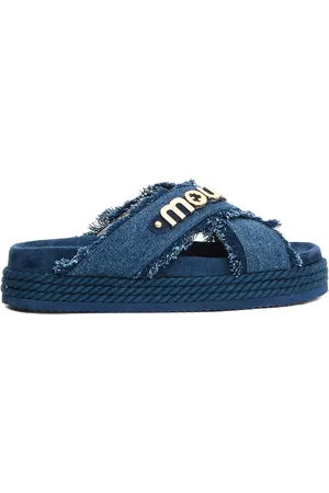 Mou Sliders, female, , 2 UK, Denim Cross Sandals Stylish Comfortable Chic