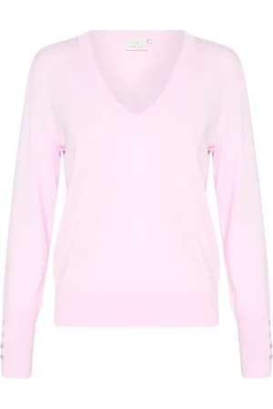 Kaffe V-neck Knitwear, female, , L, V-Neck Knit Pullover with Button Details