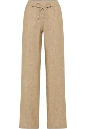 Brax Wide Trousers, female, , M, Linen Almond Style.Farina Trousers