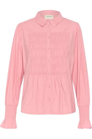Cream Shirts, female, , L, Ruffle Shirt Blouse with Smock Detail