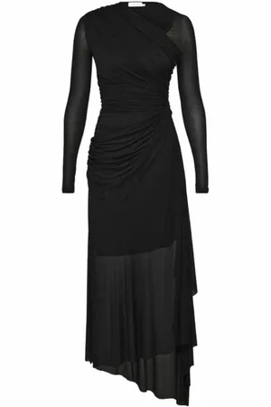 ZIMMERMANN Gathered Midi Dress with Asymmetric Neckline