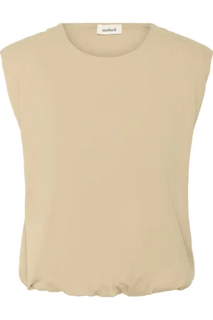 Soaked in Luxury Sleeveless Tops, female, , L, Balloon Tank Top Travertine