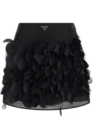 Prada Silk Mini Skirt with Floral Details