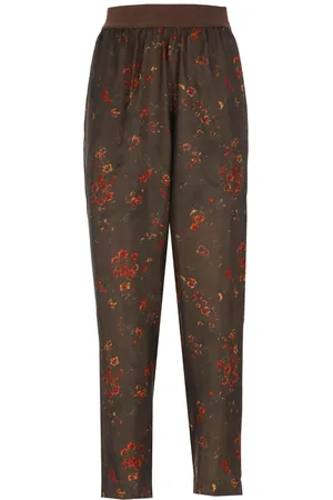 UMA WANG Wide Trousers, female, , L, Floral Pattern Elastic Waist Trousers