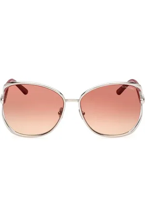 Tom Ford Irregular Metal Sunglasses with Bordeaux Lenses