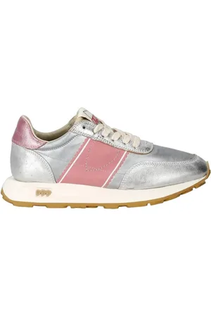 Philippe model Silver Leather Trainers with Pink Details